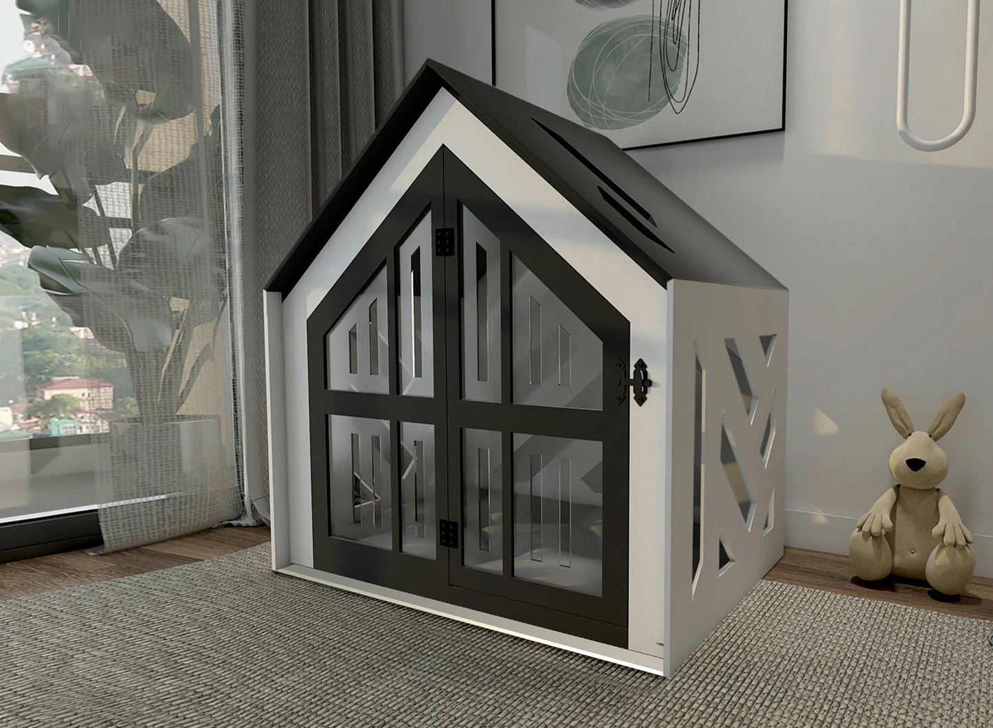 Limited Edition Large Dog Crate With Dog Bed, Luxury Dog Kennel Furniture, Wooden Dog Indoor House, Cat Bed, Cat Hous